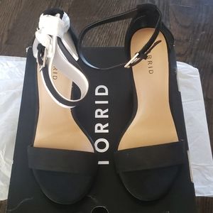 Black two strap tapered heel